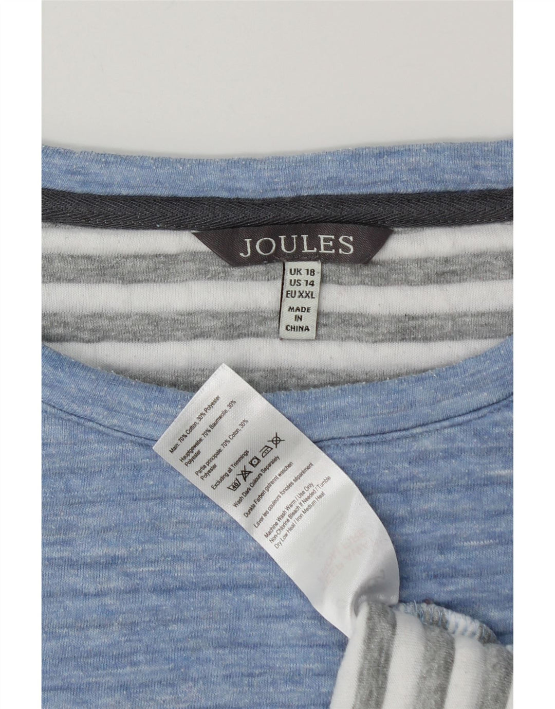 JOULES Felpa oversize da donna Maglione UK 18 XL Cotone gessato blu