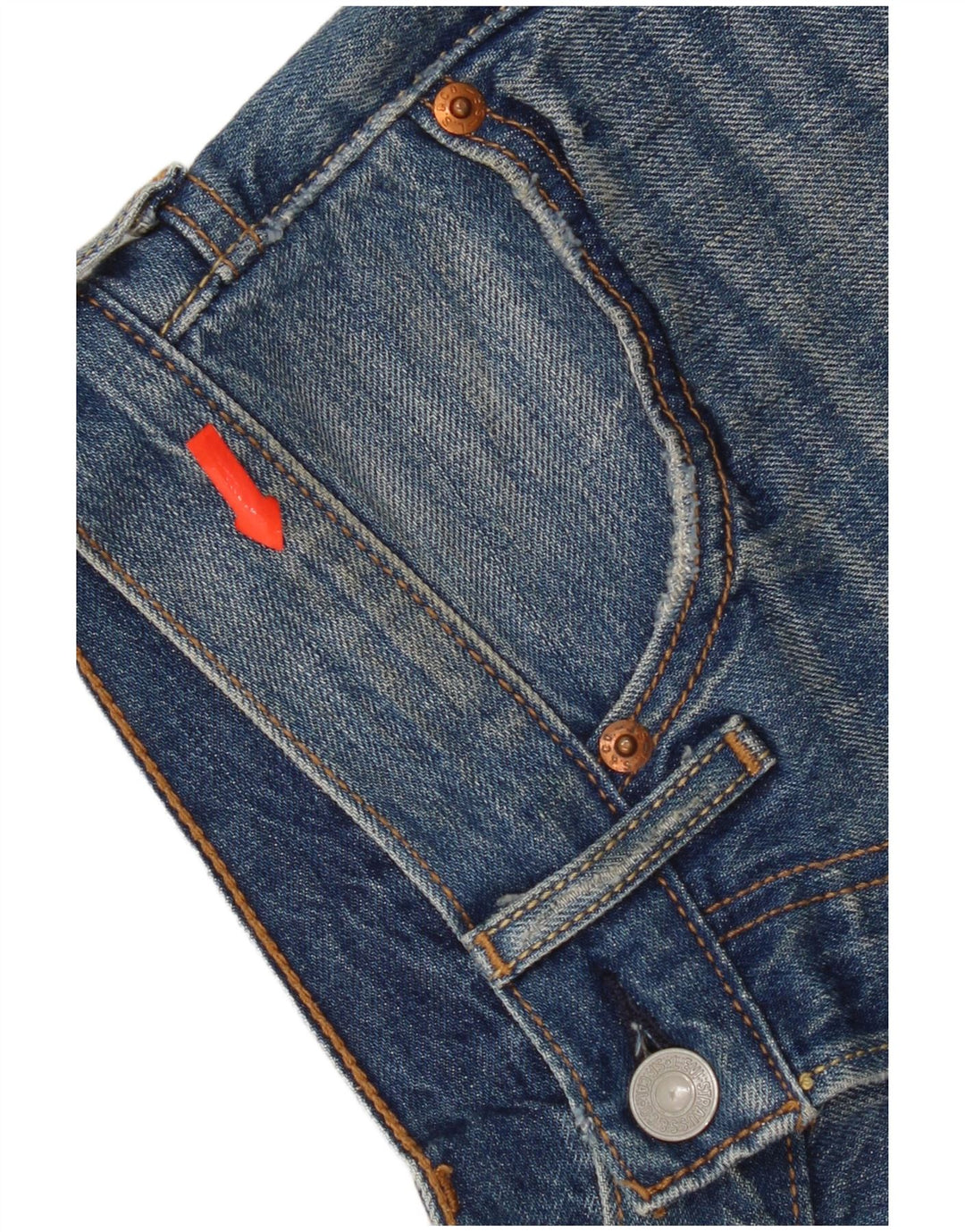 Pantaloncini Levi's da donna 501 in denim invecchiato W26 piccolo cotone blu