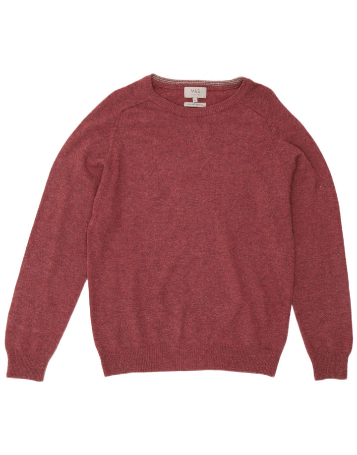 Maglione da uomo Marks & Spencer con scollo a barca in lana d'agnello bordeaux medio