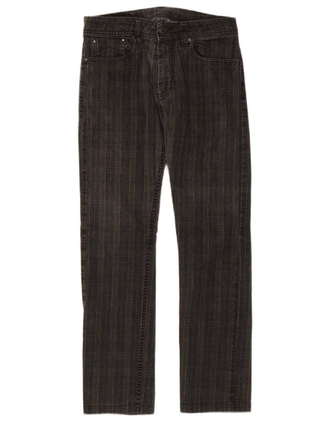 MARLBORO CLASSICS Pantaloni casual dritti da uomo W29 L29 cotone a quadri neri