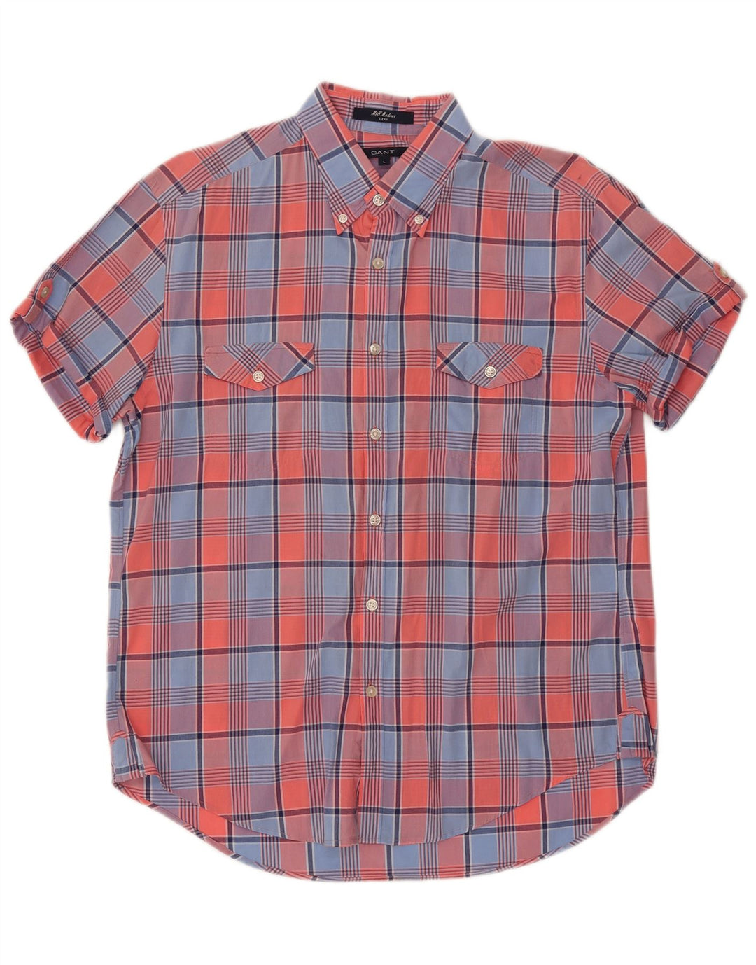 Gant Camicia da uomo a maniche corte E-Z Fit grande in cotone a quadri multicolore