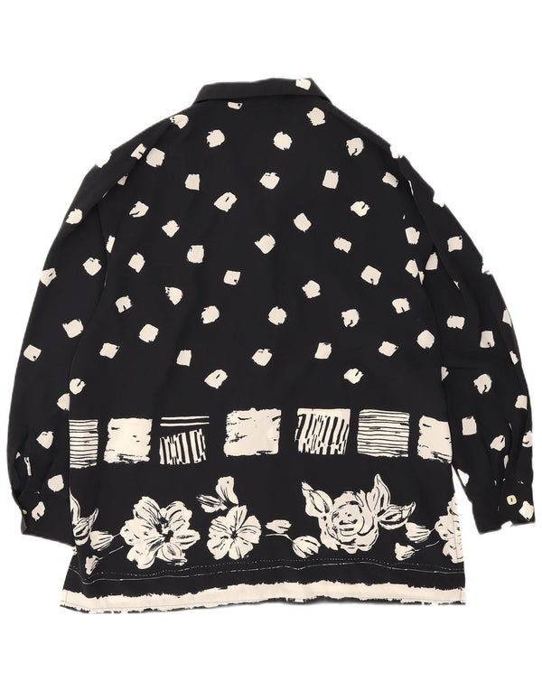 Jaques Vert camicia oversize da donna camicetta UK 16 grande blu navy floreale