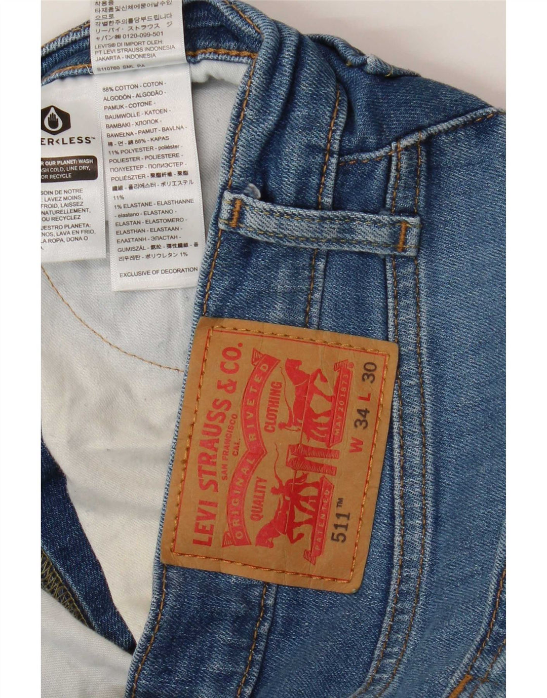 Jeans Levi's Uomo 511 Slim W34 L30 Cotone Blu