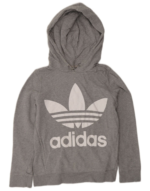 Maglione con cappuccio grafico da donna ADIDAS UK 8 piccolo cotone grigio