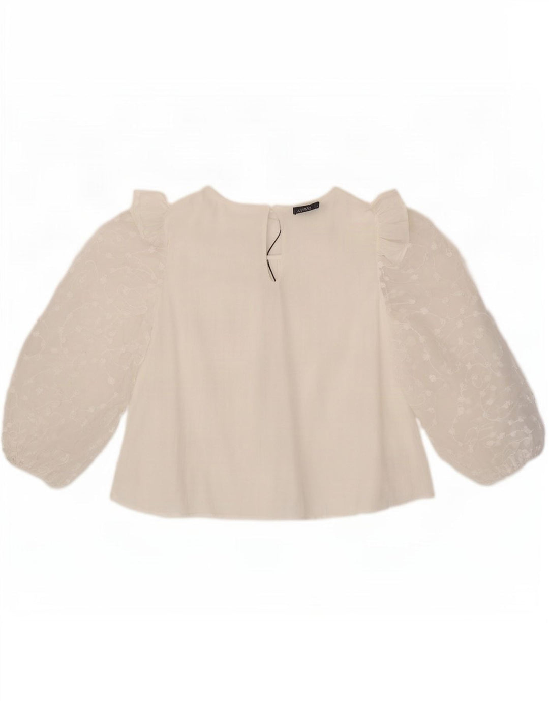 Camicetta Zara da donna con maniche a 3/4 UK 14 grande viscosa bianca