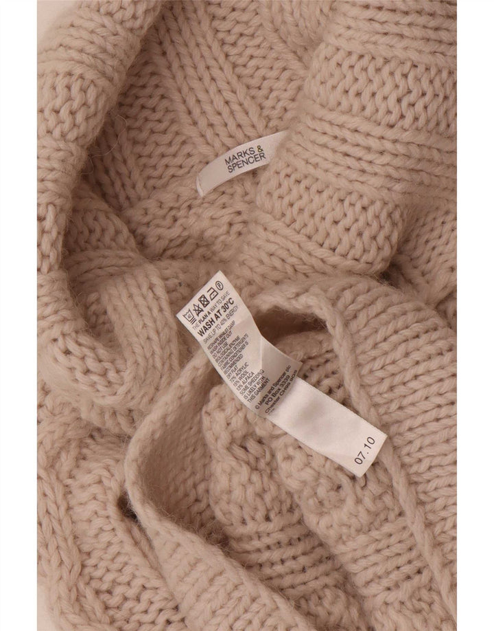 Maglione maglione a collo alto da donna Marks & Spencer UK 10 piccolo acrilico beige