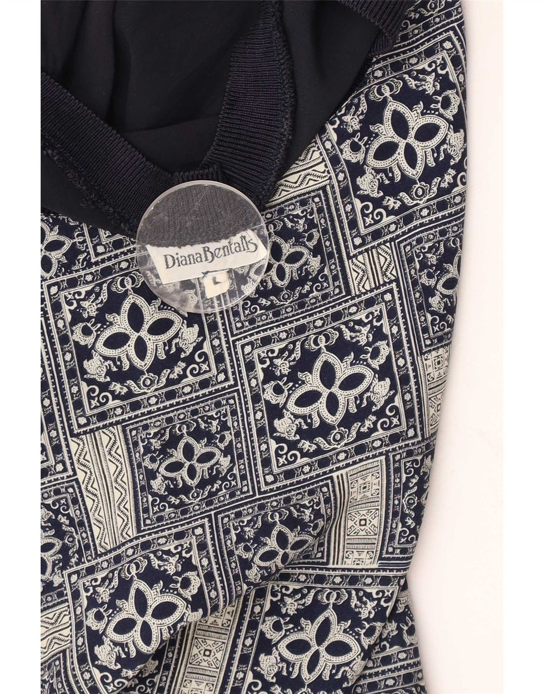 Camicetta oversize da donna di Diana Bentall Top UK 16 Grande patchwork blu navy