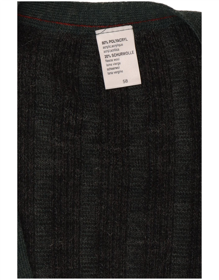 Maglione cardigan da uomo VINTAGE IT 58 3XL Poliacrilico a righe verdi