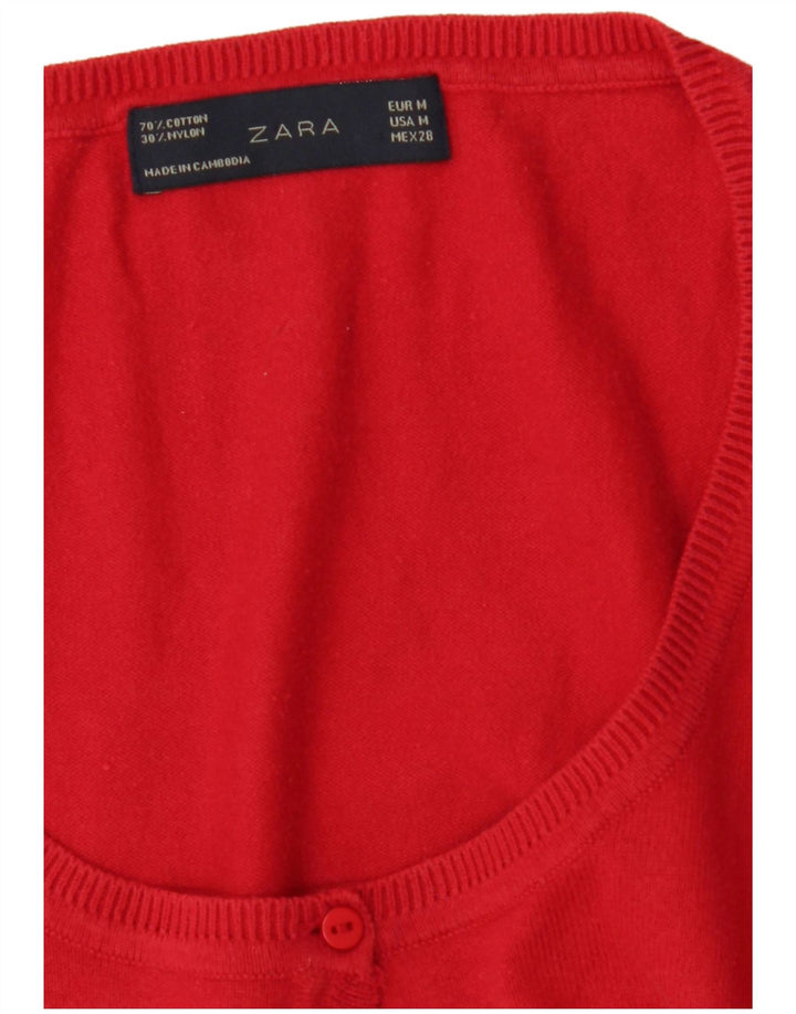 Maglione cardigan con maniche a 3/4 da donna Zara UK 12 rosso medio