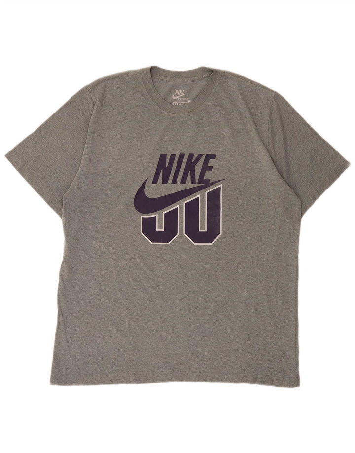 T-shirt grafica da uomo Nike Top XL in cotone chiazzato grigio