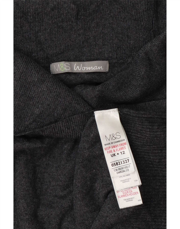 Maglione maglione a collo alto da donna Marks & Spencer UK 12 Viscosa grigio medio