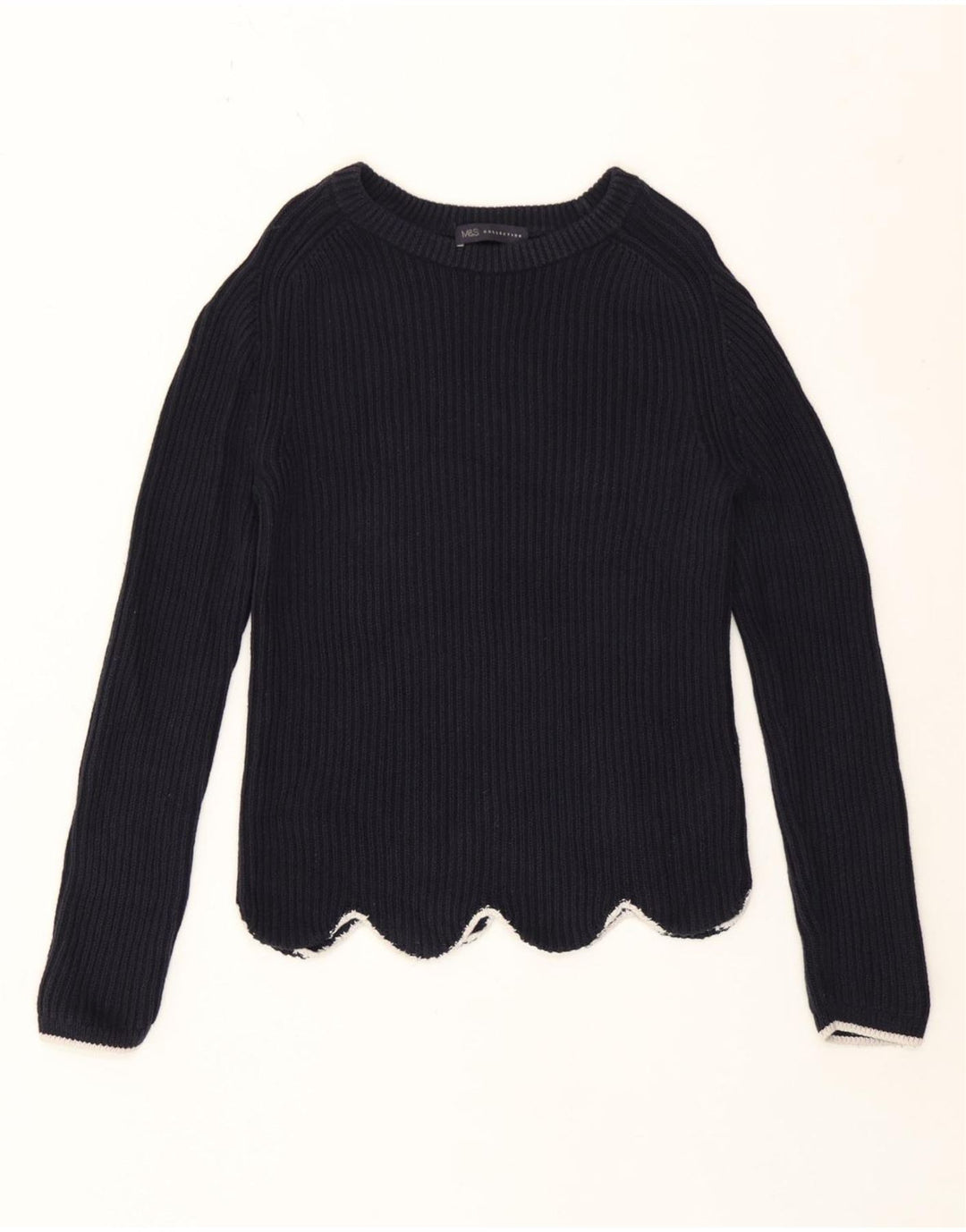 Maglione maglione girocollo da donna Marks & Spencer UK 10 piccolo blu navy