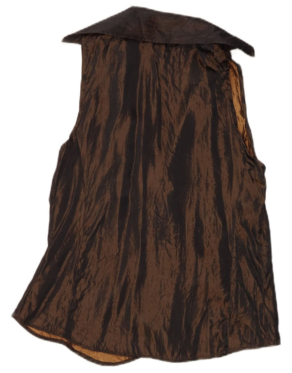 Camicetta senza maniche da donna Zara UK 12 Acetato marrone medio