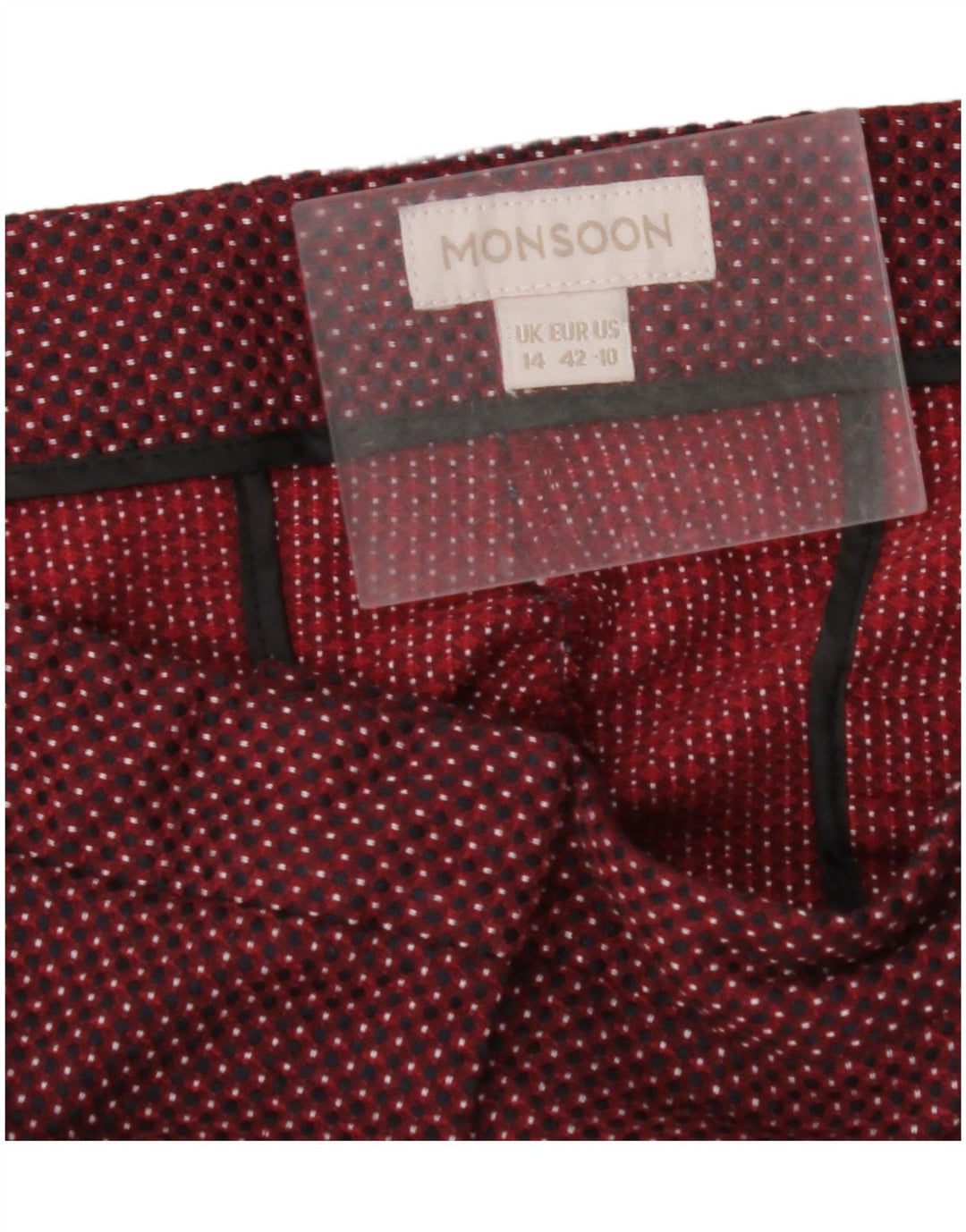 Pantaloni corti da donna MONSOON UK 14 Large W32 L25 Borgogna maculato