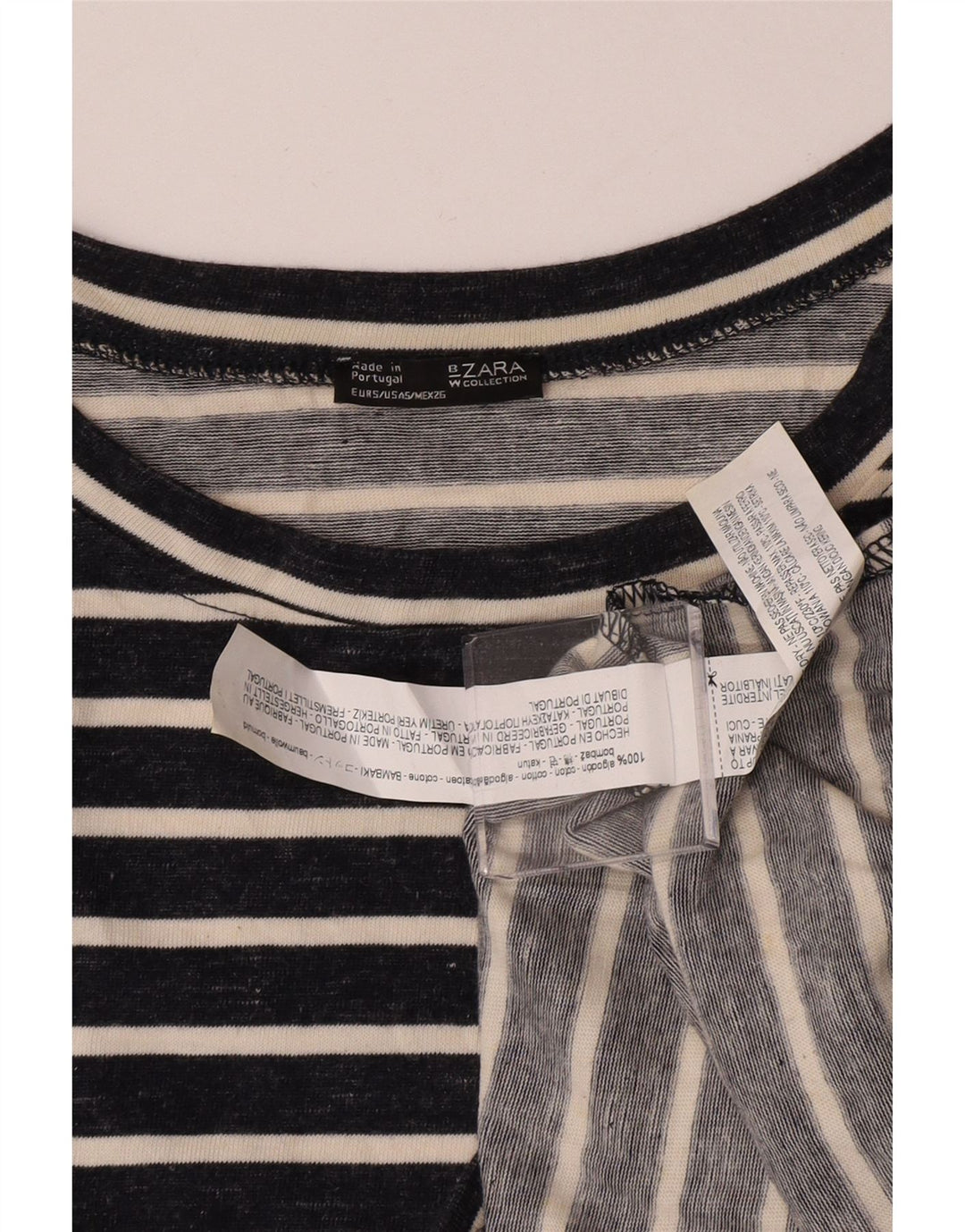 T-shirt oversize da donna Zara Top UK 10 piccola in cotone a righe blu navy