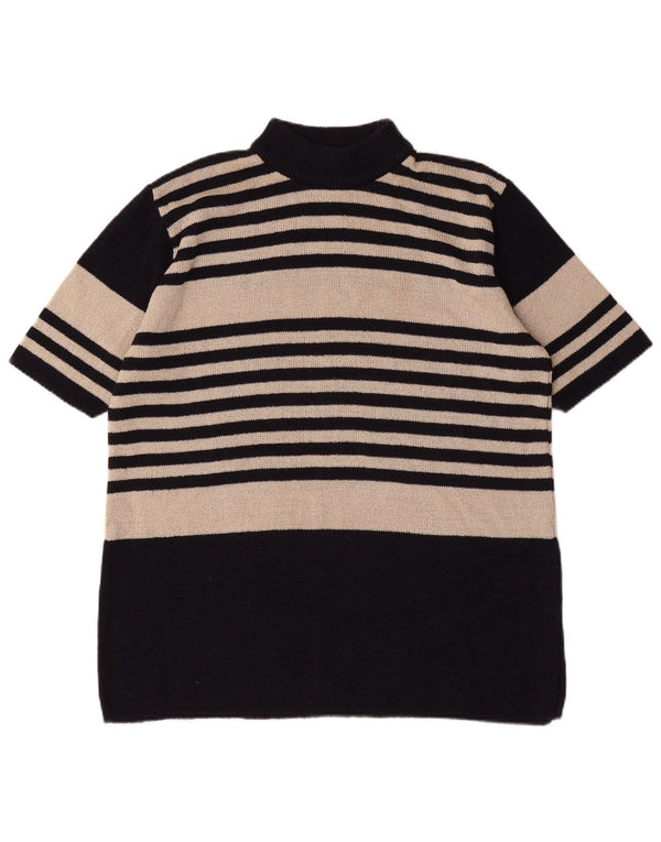 ST. BERNARD Maglione da donna con collo alto e maglione UK 14/16 a righe nere grandi