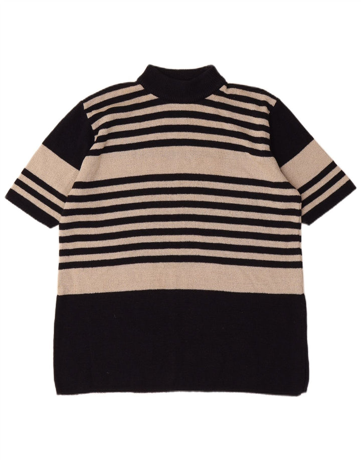 ST. BERNARD Maglione da donna con collo alto e maglione UK 14/16 a righe nere grandi