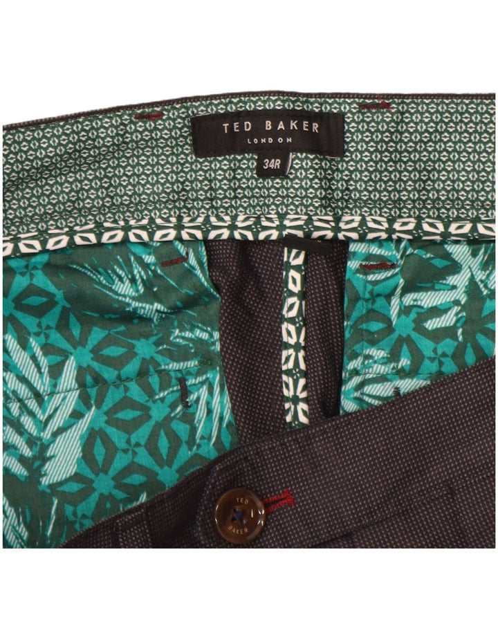 Pantaloni da abito slim da uomo Ted Baker W34 L32 in cotone grigio