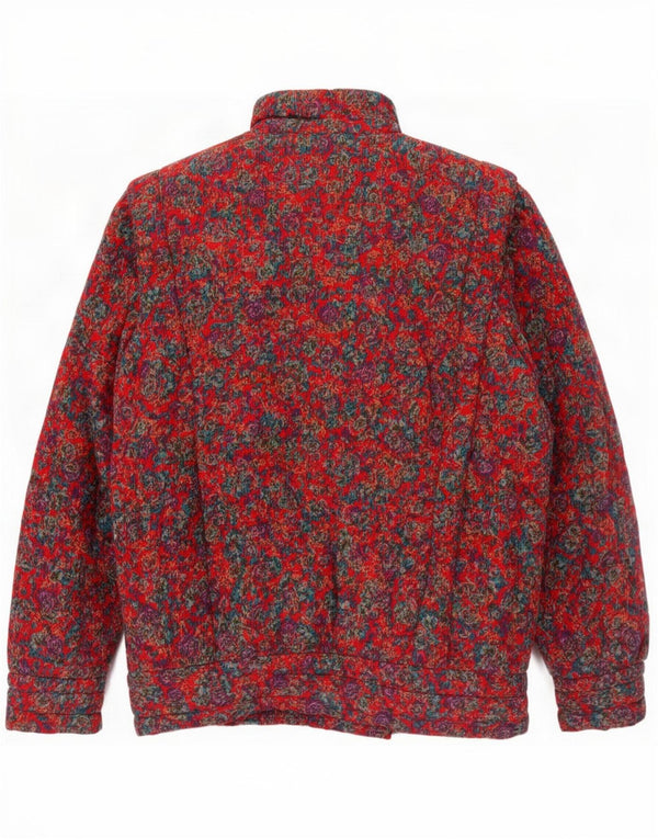 Giacca vintage da donna in velluto a coste UK 14 floreale multicolore medio