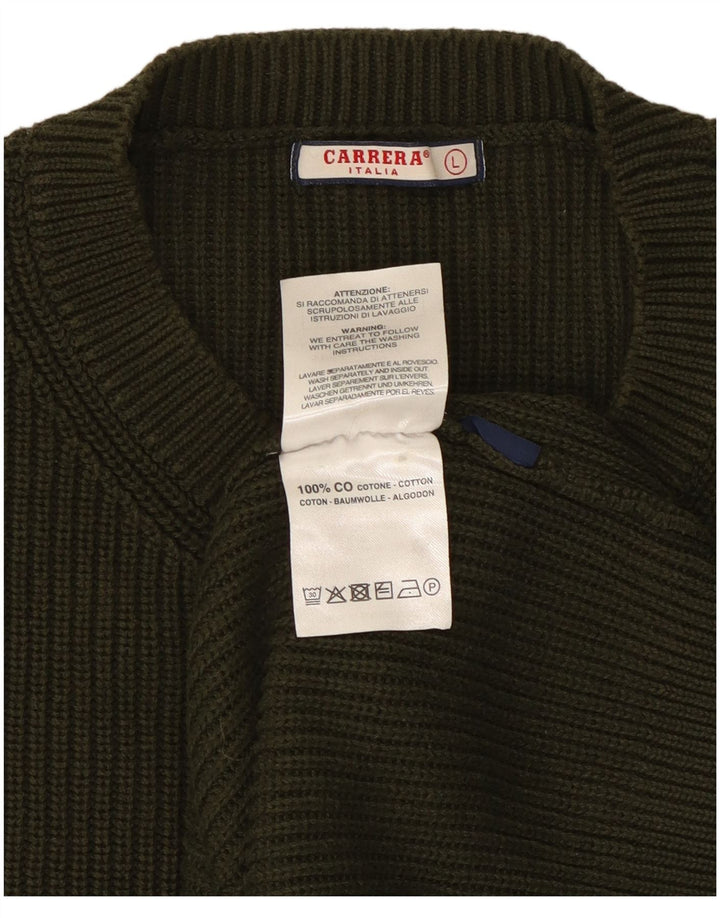 Maglione maglione girocollo da uomo Carrera grande cotone kaki