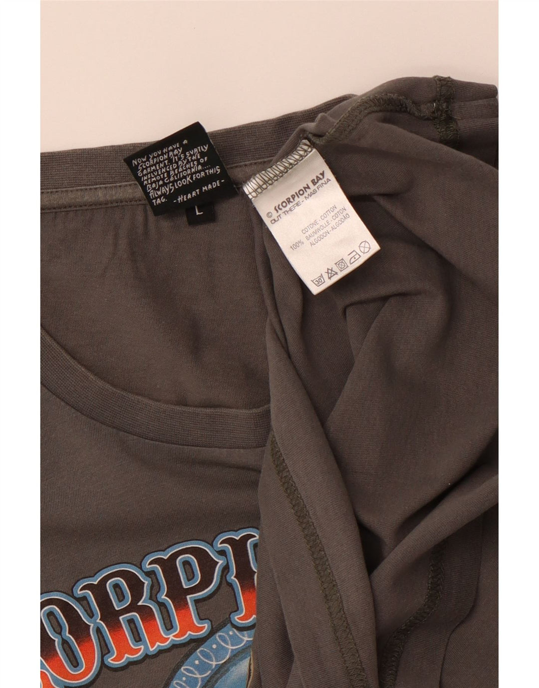 SCORPION BAY T-shirt grafica da uomo grande in cotone grigio