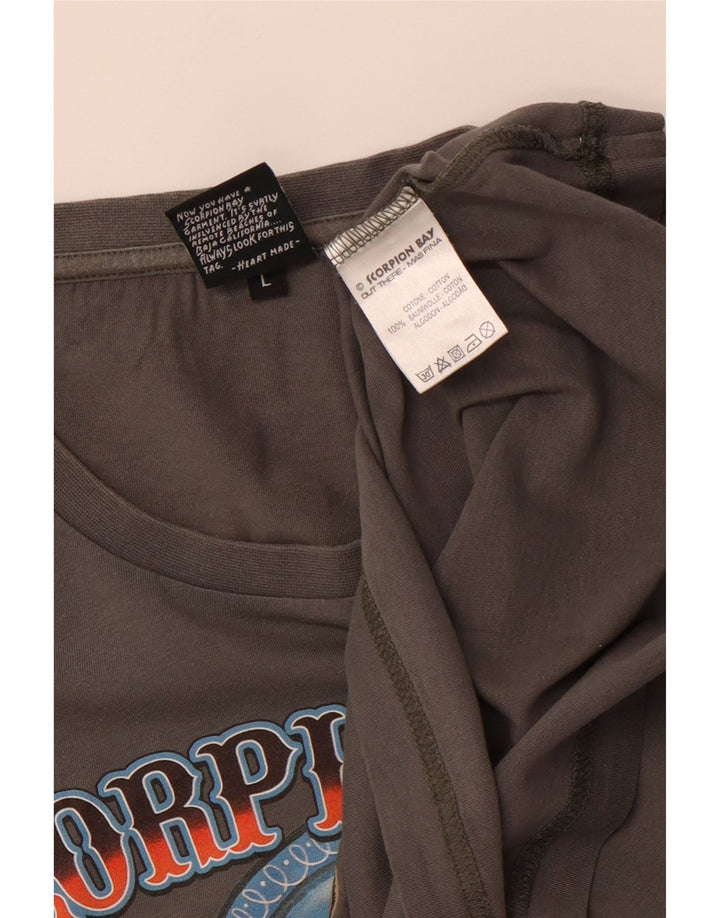 SCORPION BAY T-shirt grafica da uomo grande in cotone grigio