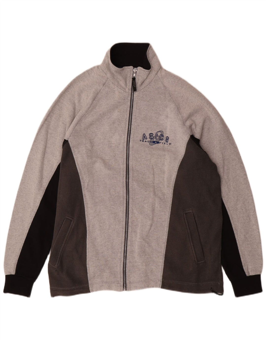 Giacca da tuta da uomo ASICS, giacca grande, in cotone color block grigio