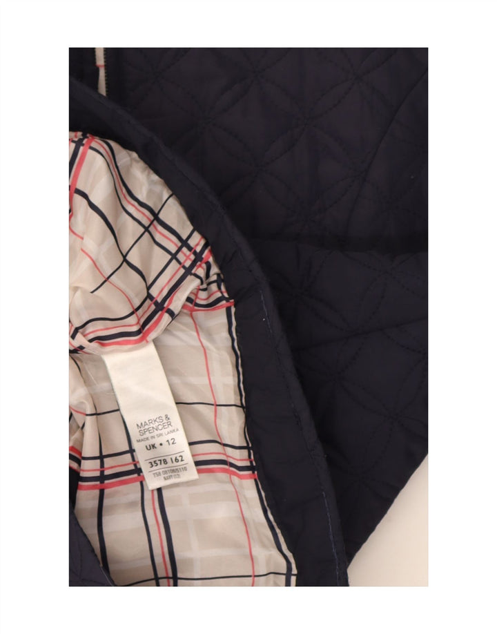 MARKS & SPENCER Womens Quilted Gilet UK 12 Medium Navy Blue Polyester Vintage Marks & Spencer and Second-Hand Marks & Spencer from Messina Hembry 