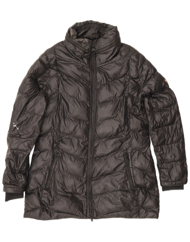 Giacca imbottita con cappuccio da donna Barbour UK 16 grande nera in poliammide