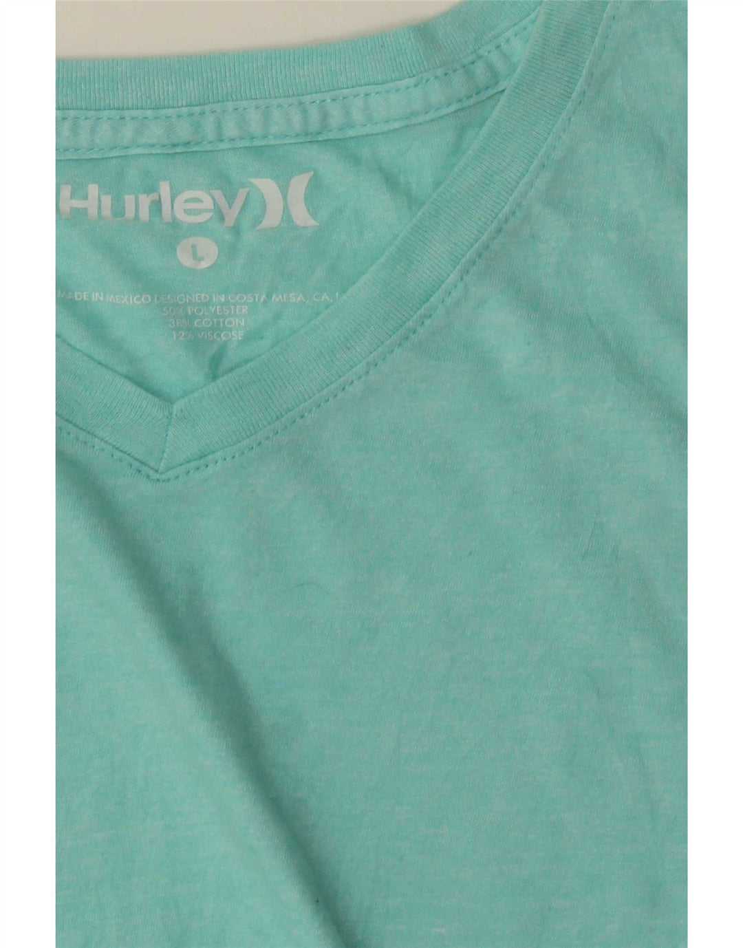 T-shirt da uomo Hurley Top Large in poliestere turchese