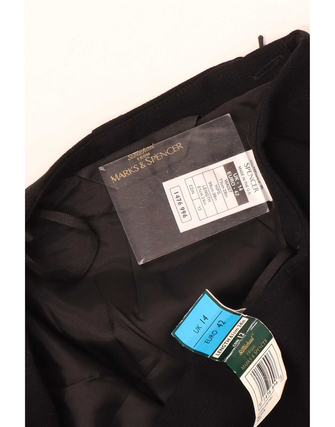 Gonna a tubino da donna Marks & Spencer UK 14 media W28 viscosa nera