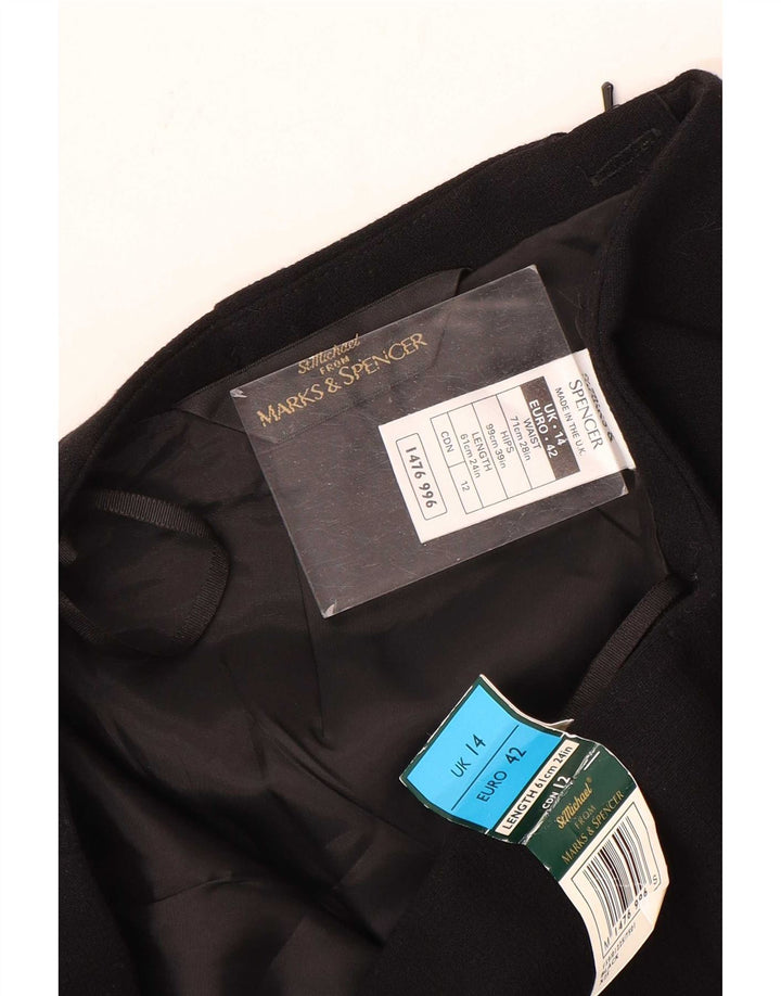 Gonna a tubino da donna Marks & Spencer UK 14 media W28 viscosa nera