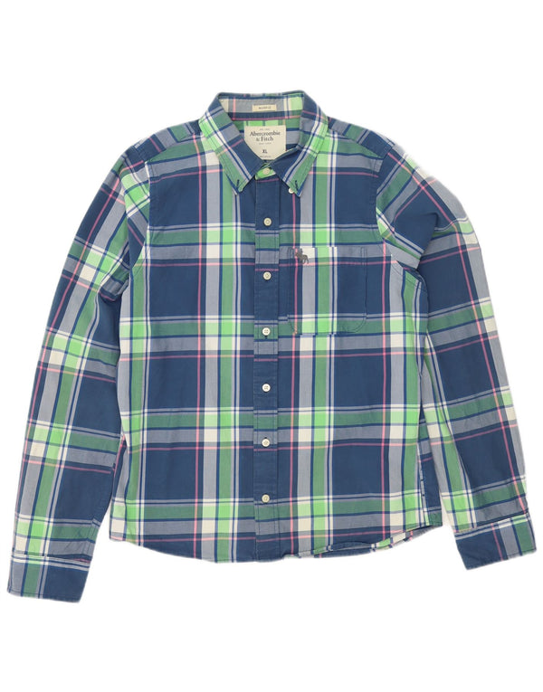 Abercrombie & Fitch Mens Muscle Shirt XL Blue Check Cotton