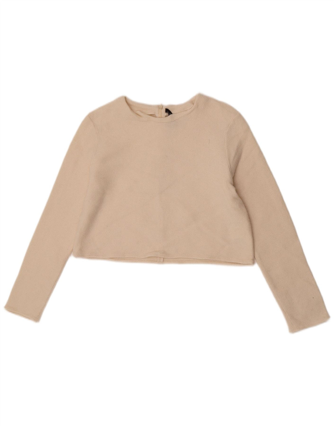 Maglione corto girocollo da donna Zara UK 12 lana media bianco sporco
