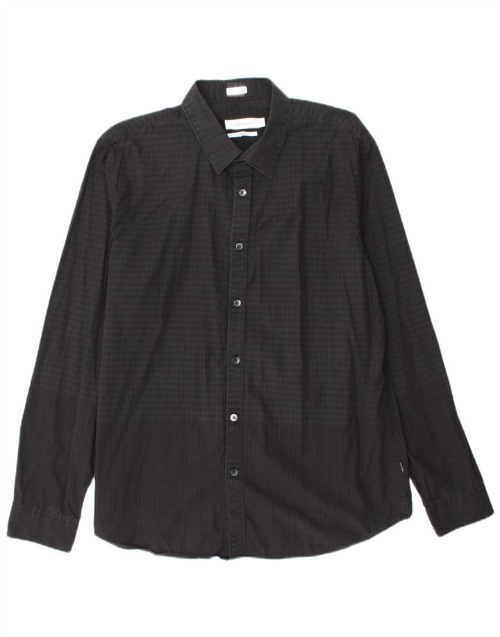 Camicia slim fit da uomo Calvin Klein, cotone a quadri neri grandi