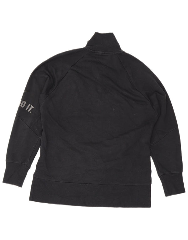 Felpa da donna Nike Dri Fit con collo con zip grafica, maglione UK 6 XS, cotone nero
