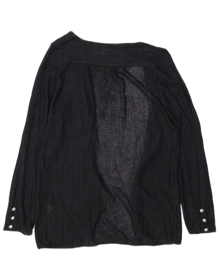Maglione cardigan aperto da donna vintage EU 40 viscosa nera media