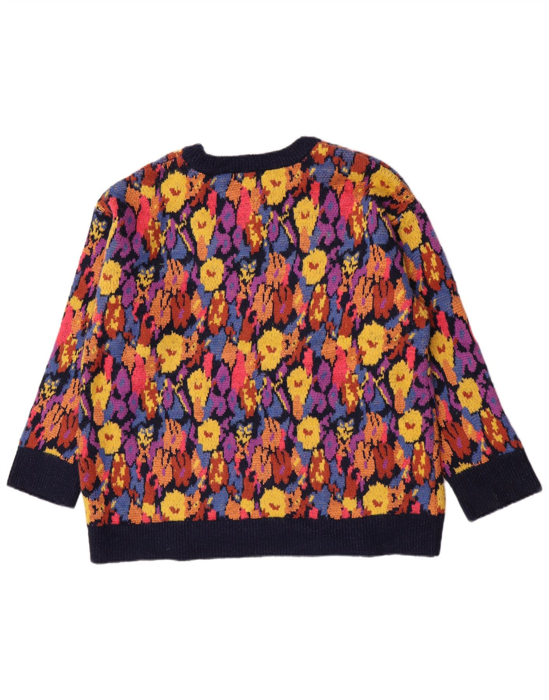 Maglione maglione con scollo a barca da donna Zara UK 14 floreale multicolore medio