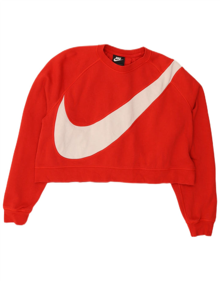 NIKE Felpa con grafica corta oversize da donna UK 16 Large Rosso