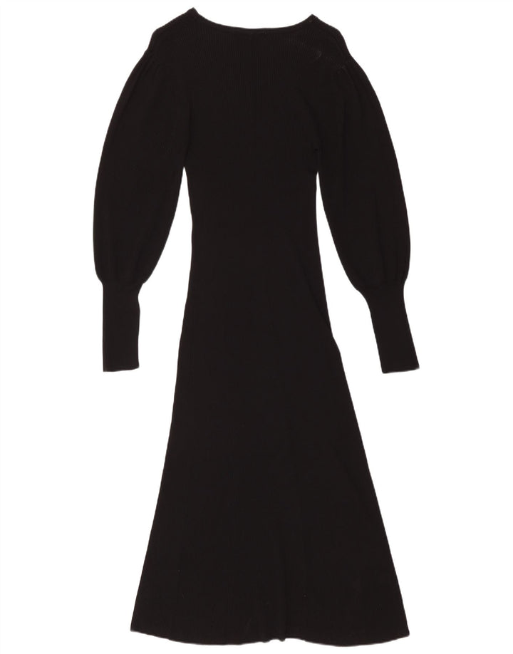 Abito lungo a maniche lunghe da donna ZARA UK 12 viscosa nera media