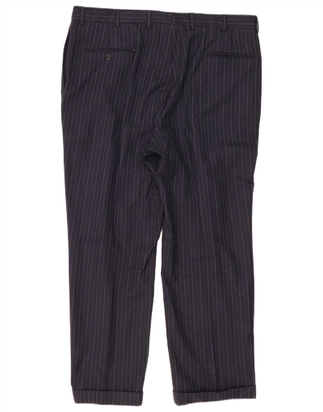 TOMMY HILFIGER Pantaloni da abito con pegging da uomo W40 L30 Lana gessata blu navy