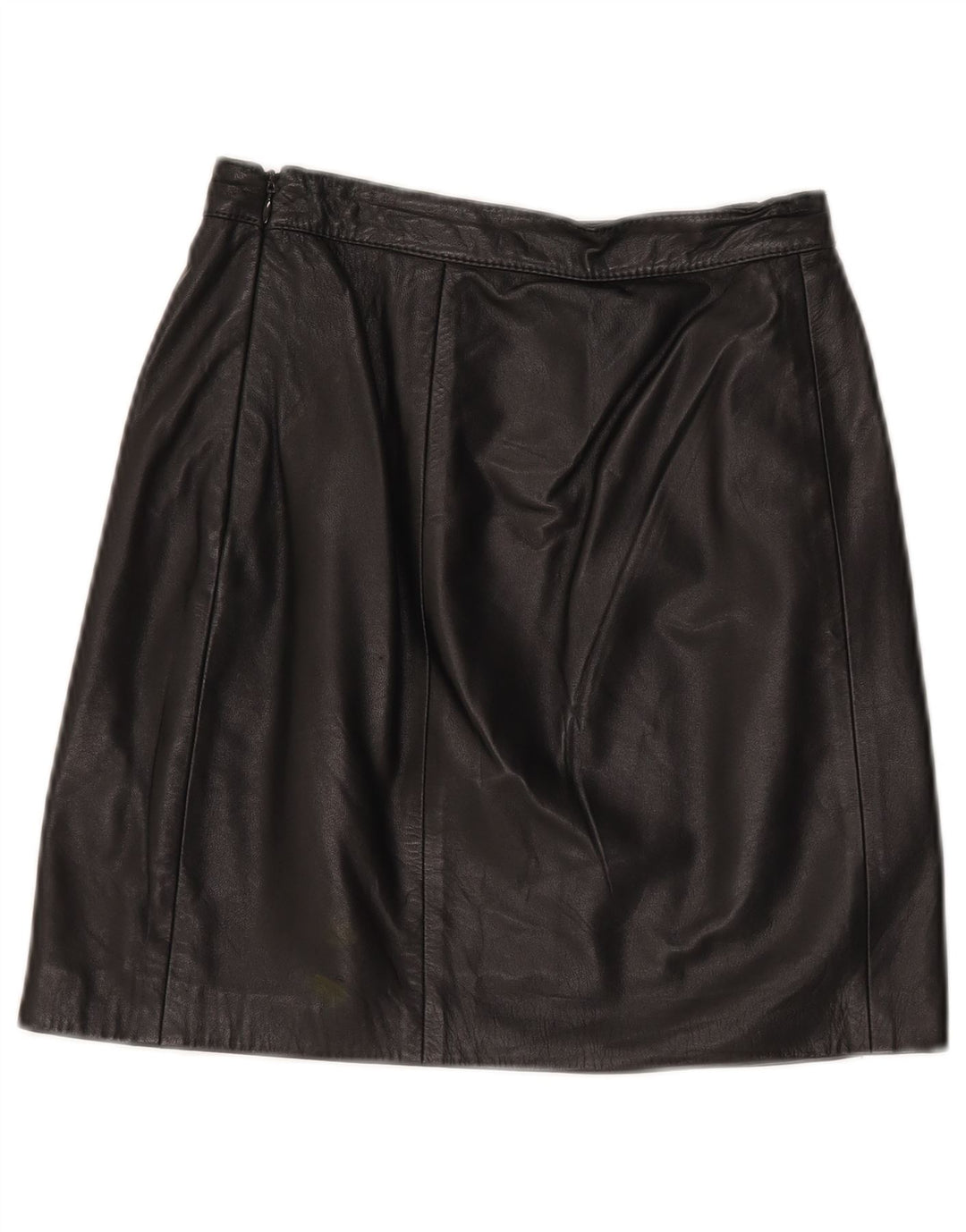 Mini gonna in pelle vintage da donna W24 XS nera