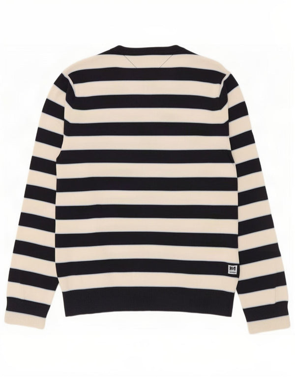 Maglione maglione girocollo da uomo Tommy Hilfiger XL cotone a righe blu navy