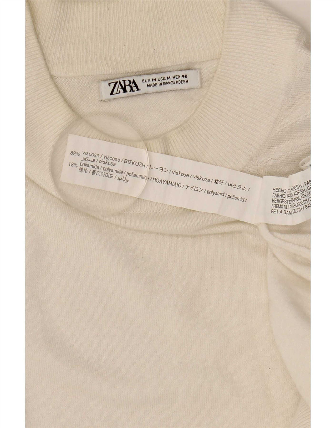 Maglione Zara da uomo girocollo in viscosa bianca media