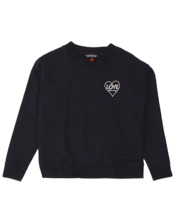 Tommy Hilfiger Donna Crop Oversize Felpa Maglione UK 6 XS Blu Navy