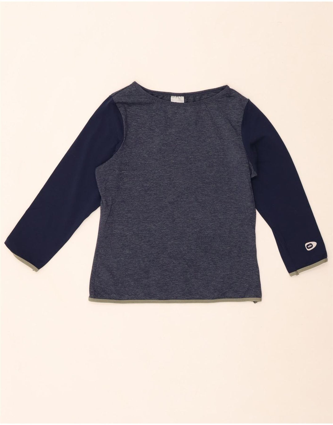 Top Nike per ragazze, maniche a 3/4, 10-11 anni, nylon color block medio blu navy