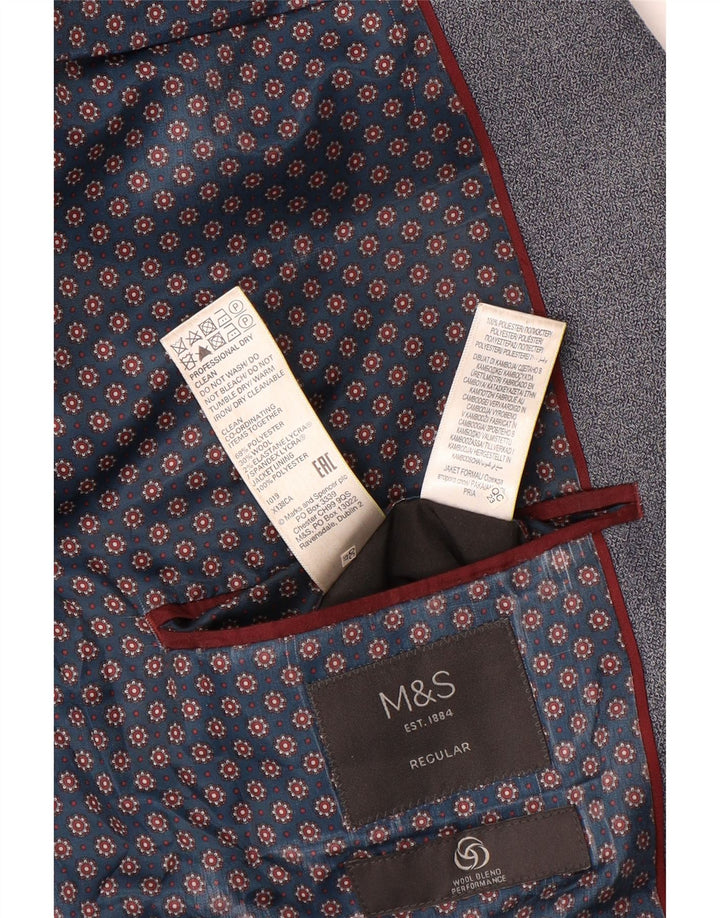 Giacca blazer da uomo Marks & Spencer vestibilità regolare a 2 bottoni UK 46 XL Blu navy
