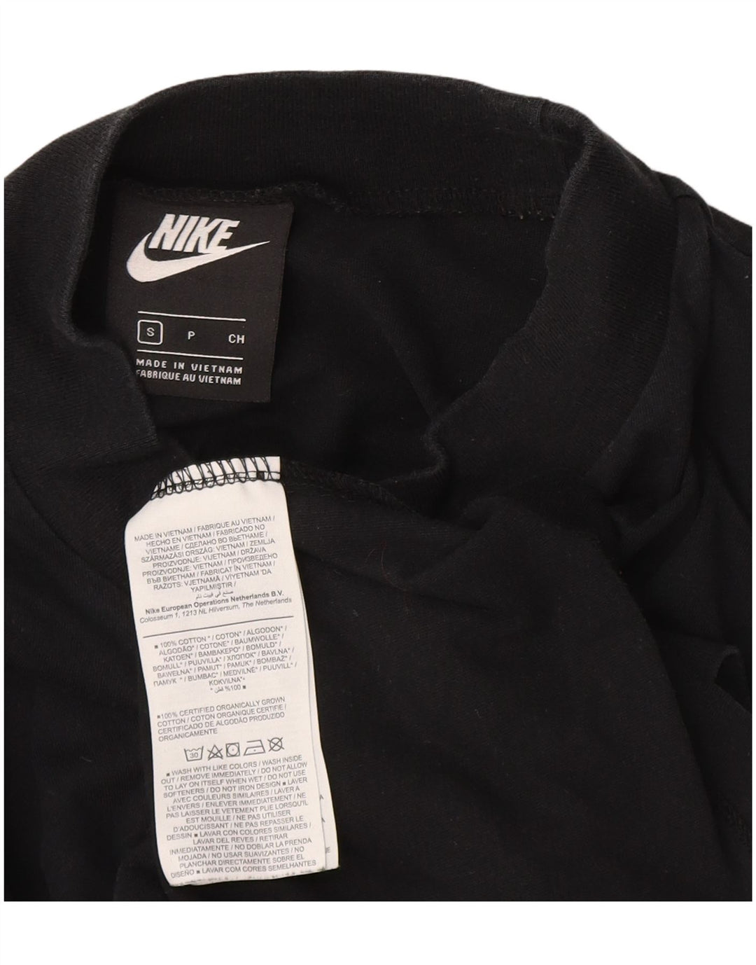 Top Nike da donna a manica lunga UK 10 Small in cotone nero