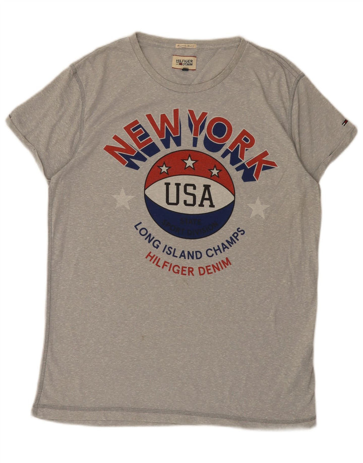 T-shirt grafica da uomo Tommy Hilfiger Top grande poliestere chiazzato grigio