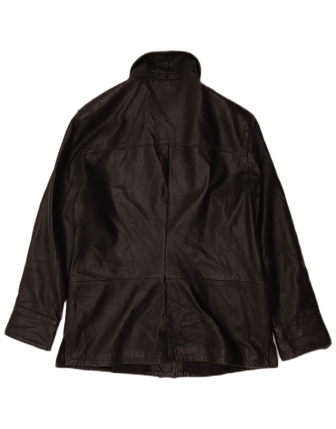 Giacca in pelle vintage da donna IT 46 grande nera